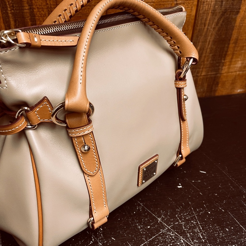 Exclusive Dooney & Bourke Smooth Leather Satchel - Taupe - Picture 5 of 10